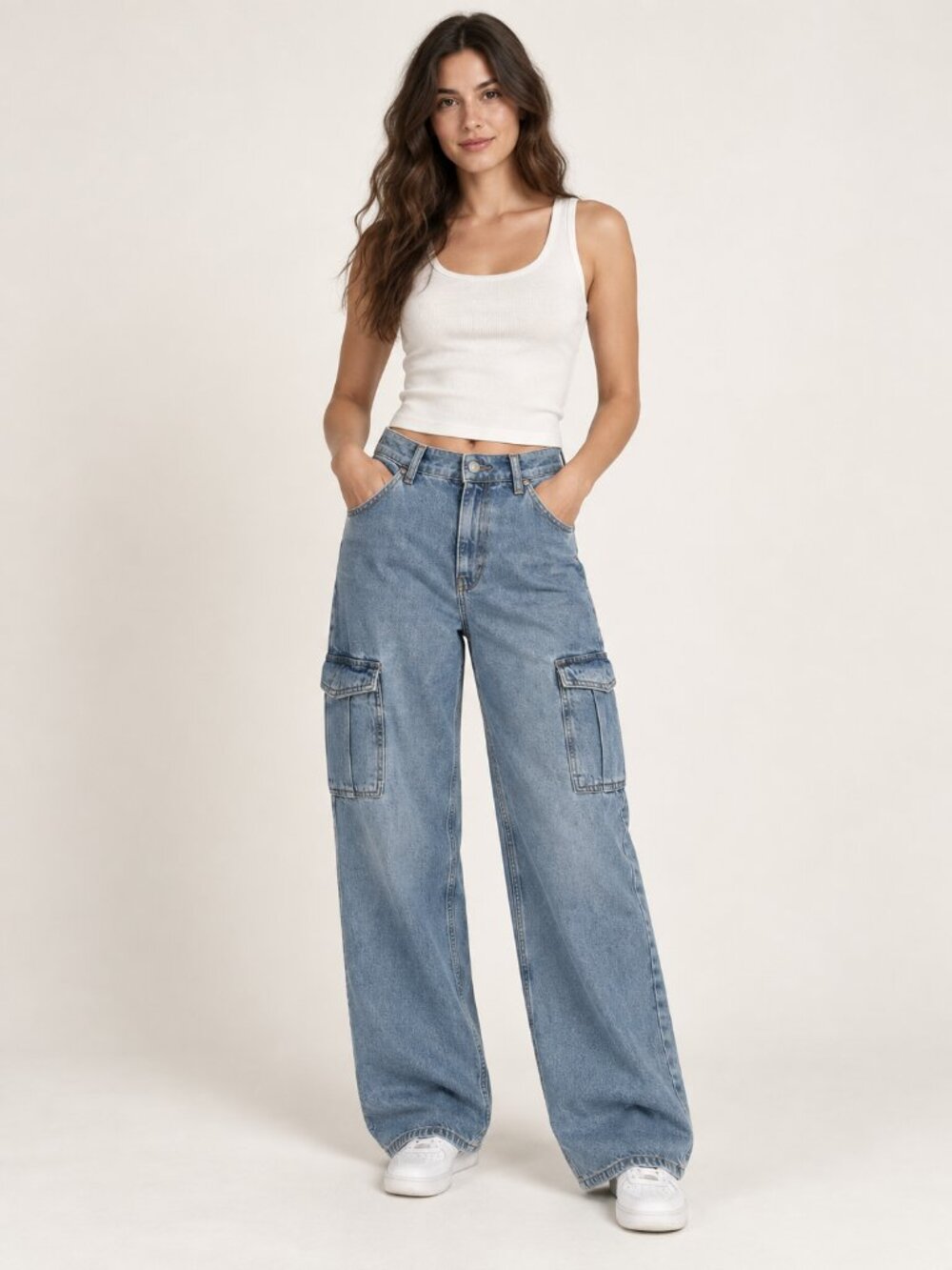Zara Light Blue Cargo Jeans